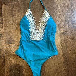 Deep V one piece swimsuit